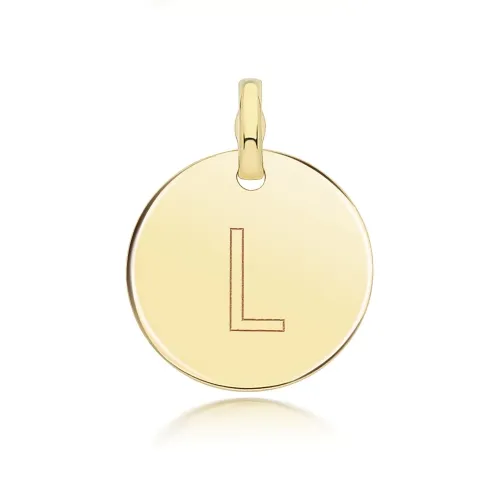 9ct Yellow Gold Round Plain Initial Pendant 14.3mm L
